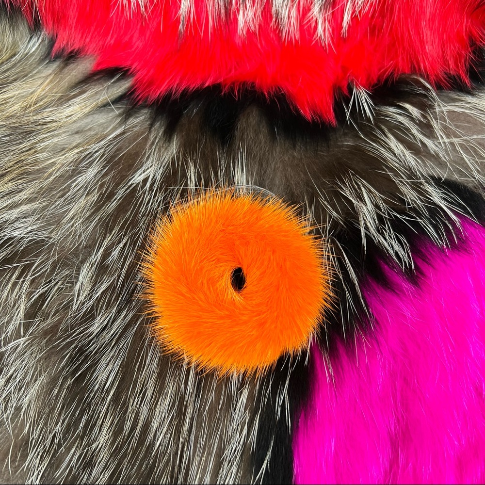 Orange Mink Fur Hair Tie